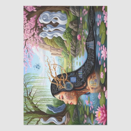 "Equations in Bloom" – A Digital Portrait Tissuepapier (Voorkant)