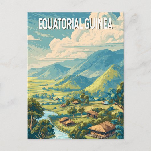 Equatoriaal-Guinea Illustratie Reizen Art Vintage Briefkaart (Voorkant)