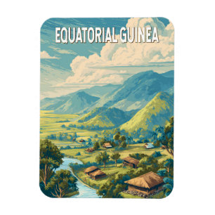 Equatoriaal-Guinea Illustratie Reizen Art Vintage Magneet