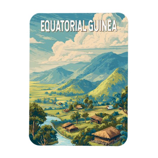 Equatoriaal-Guinea Illustratie Reizen Art Vintage Magneet (Verticaal)