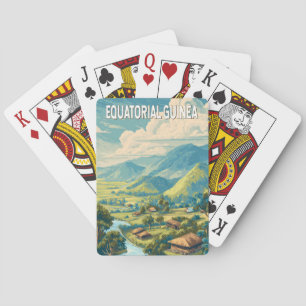 Equatoriaal-Guinea Illustratie Reizen Art Vintage Pokerkaarten