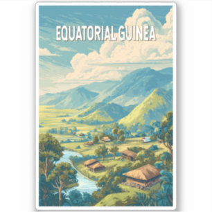 Equatoriaal-Guinea Illustratie Reizen Art Vintage Sticker