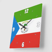 Equatoriaal-Guinea Vlag groene blauwe rode cijfers Vierkante Klok (Hoek)