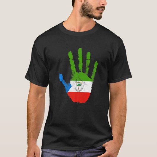 Equatoriaal-Guinea Vlag Hand Malabo Equatoriaal-Gu T-shirt (Voorkant)