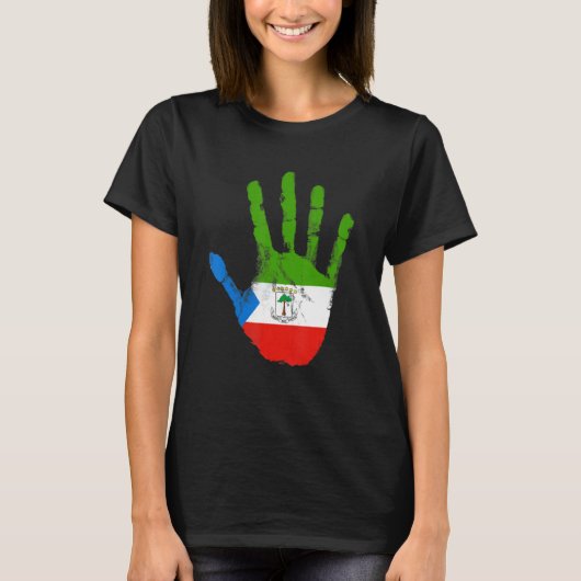 Equatoriaal-Guinea Vlag Hand Malabo Equatoriaal-Gu T-shirt (Voorkant)