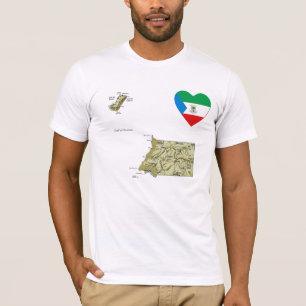 Equatoriaal-Guinea Vlag hart en kaart T-Shirt