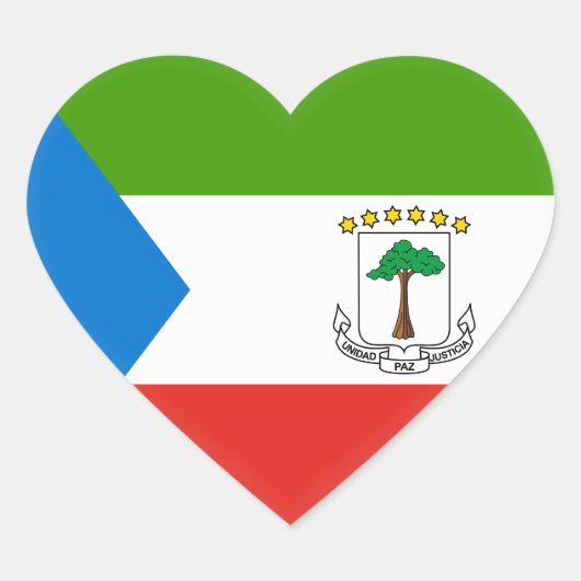 Equatoriaal-Guinea Vlag Hart Sticker (Voorkant)
