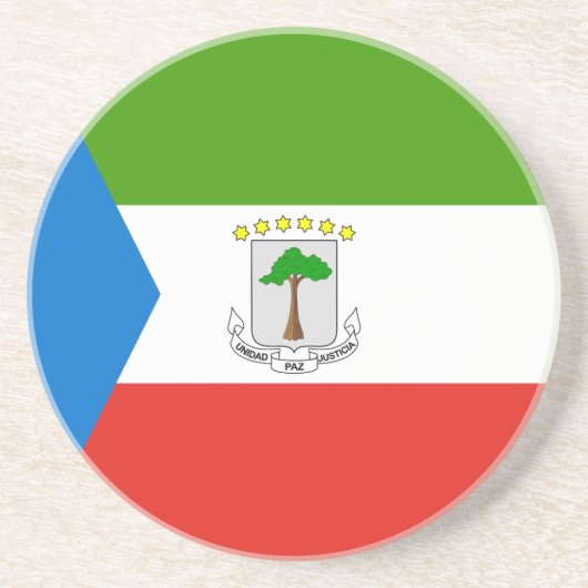 Equatoriaal-Guinea Vlag Zandsteen Onderzetter (Voorkant)