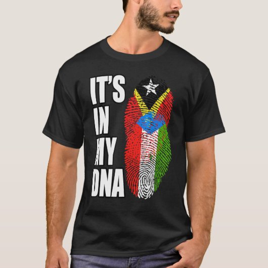 Equatoriaal-Guinese en Timorese Mix DNA-vlag Herit T-shirt (Voorkant)