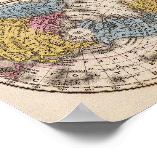 Equatoriaal-wereldprojectie en poolprojectie poster (Hoek)