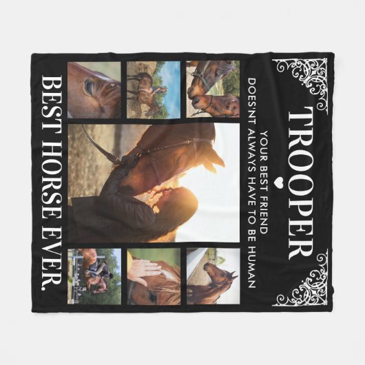 Equestrian Best Horse Ever Photo Collage Fleece Deken (Voorkant (Horizontaal))