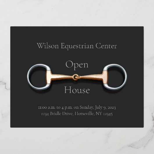 Equestrian Business Eggbutt Snaffle Bit Folie Uitnodiging Briefkaart (Voorkant)