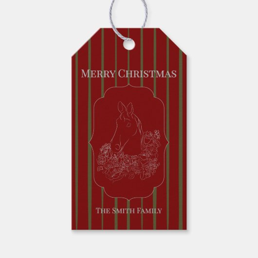 Equestrian Christmas Card Cadeaulabel (Voorkant)