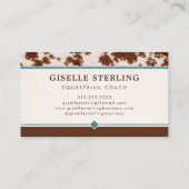Equestrian Coach Rustic Cowhide Western Visitekaartje (Achterkant)