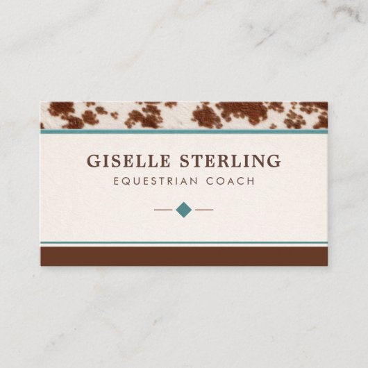 Equestrian Coach Rustic Cowhide Western Visitekaartje (Voorkant)