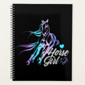 Equestrian Cowgirl Black Horseback Riding Horse Planner (Voorkant)