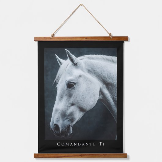 Equestrian Custom Horse Photo Name Black Frame Hangend Wandkleed (Voorkant)