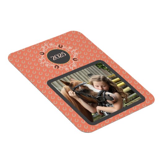 Equestrian Custom Text Lucky Hoefijzer Foto Magneet (Rechterzijde)