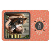 Equestrian Custom Text Lucky Hoefijzer Foto Magneet (Horizontaal)