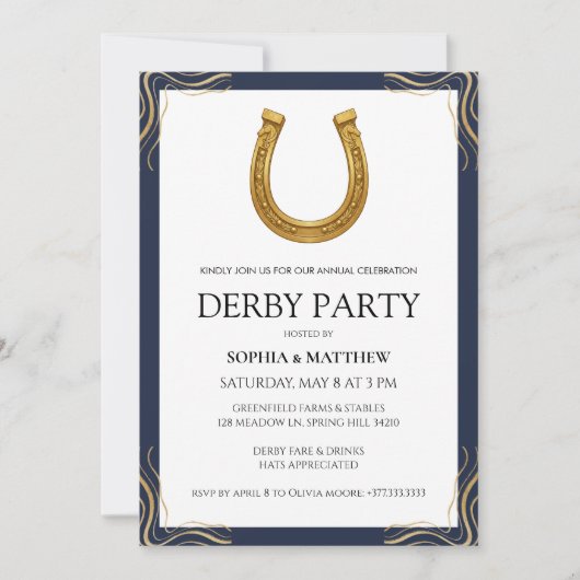 Equestrian Derby Party Modern Race Horse Invite Kaart (Voorkant)