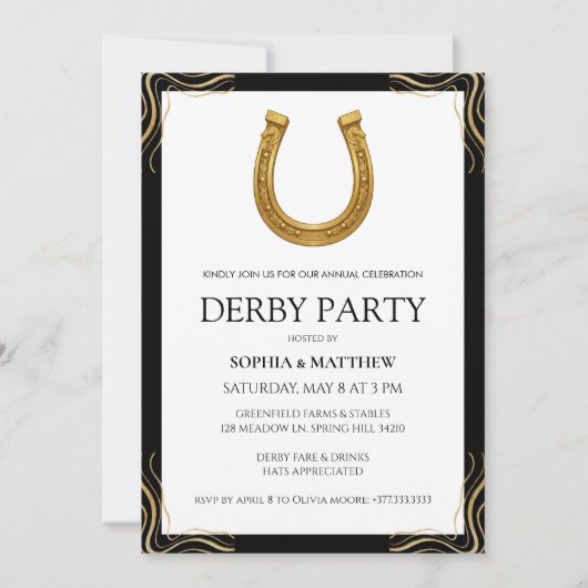 Equestrian Derby Party Modern Race Horse Invite Kaart (Voorkant)