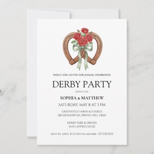 Equestrian Derby Party Modern Race Horse Invite Kaart (Voorkant)