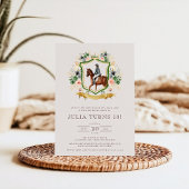 Equestrian Elegant Floral Horse Birthday Party Kaart