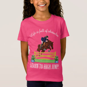 EQUESTRIAN ENGELS JUMPING HORSE AND RIDER Girl's T-shirt