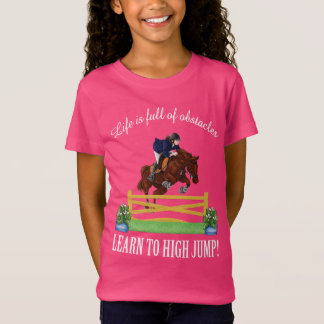 EQUESTRIAN ENGELS JUMPING HORSE AND RIDER Girl's T-shirt