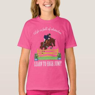 EQUESTRIAN ENGELS JUMPING HORSE AND RIDER Girl's T-shirt