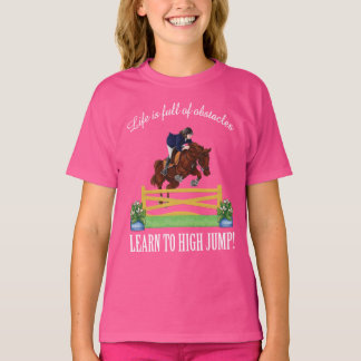EQUESTRIAN ENGELS JUMPING HORSE AND RIDER Girl's T-shirt
