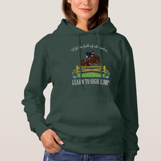 EQUESTRIAN ENGELS JUMPING HORSE AND RIDER HOODIE (Voorkant)