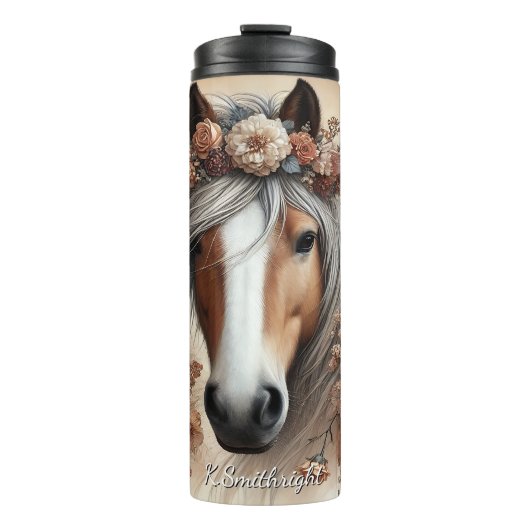 Equestrian Floral Art Peacock Feather Thermosbeker (Voorkant)