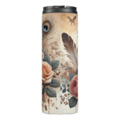 Equestrian Floral Art Peacock Feather Thermosbeker (Achterkant)