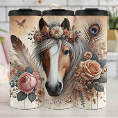 Equestrian Floral Art Peacock Feather Thermosbeker