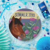 Equestrian Flower Lover Brown Horse Papieren Bordje (Feest)