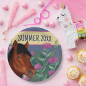 Equestrian Flower Lover Brown Horse Papieren Bordje (Feest)