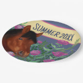 Equestrian Flower Lover Brown Horse Papieren Bordje (Gekanteld)