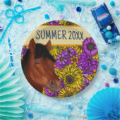 Equestrian Flower Lover Brown Horse Papieren Bordje (Feest)