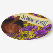 Equestrian Flower Lover Brown Horse Papieren Bordje (Gekanteld)