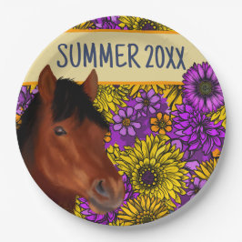 Equestrian Flower Lover Brown Horse Papieren Bordje