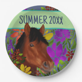 Equestrian Flower Lover Brown Horse Papieren Bordje