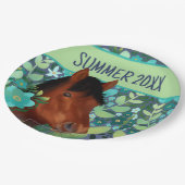 Equestrian Flower Lover Brown Horse Papieren Bordje (Gekanteld)