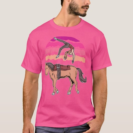 Equestrian gewelf Acrobatiek Paard Meisje Paard Ri T-shirt (Voorkant)