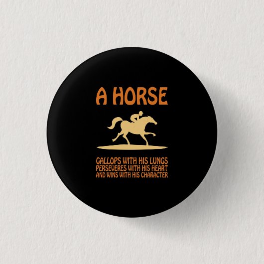 Equestrian Gift | A Horse Gallops Ronde Button 3,2 Cm (Voorkant)