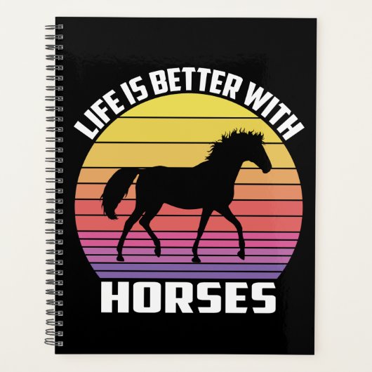 Equestrian Gift Cowgirl Black Horse Lover Daily Planner (Voorkant)
