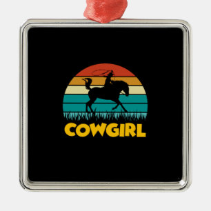 Equestrian Gift Cowgirl Metalen Ornament