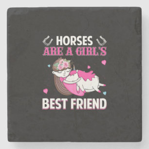 Equestrian Gift Paarden zijn de beste vriendin v Stenen Onderzetter