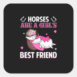 Equestrian Gift Paarden zijn de beste vriendin v Vierkante Sticker