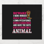 Equestrian Gift | Pas op voor rijpaarden Bier Etiket (Enkel label)